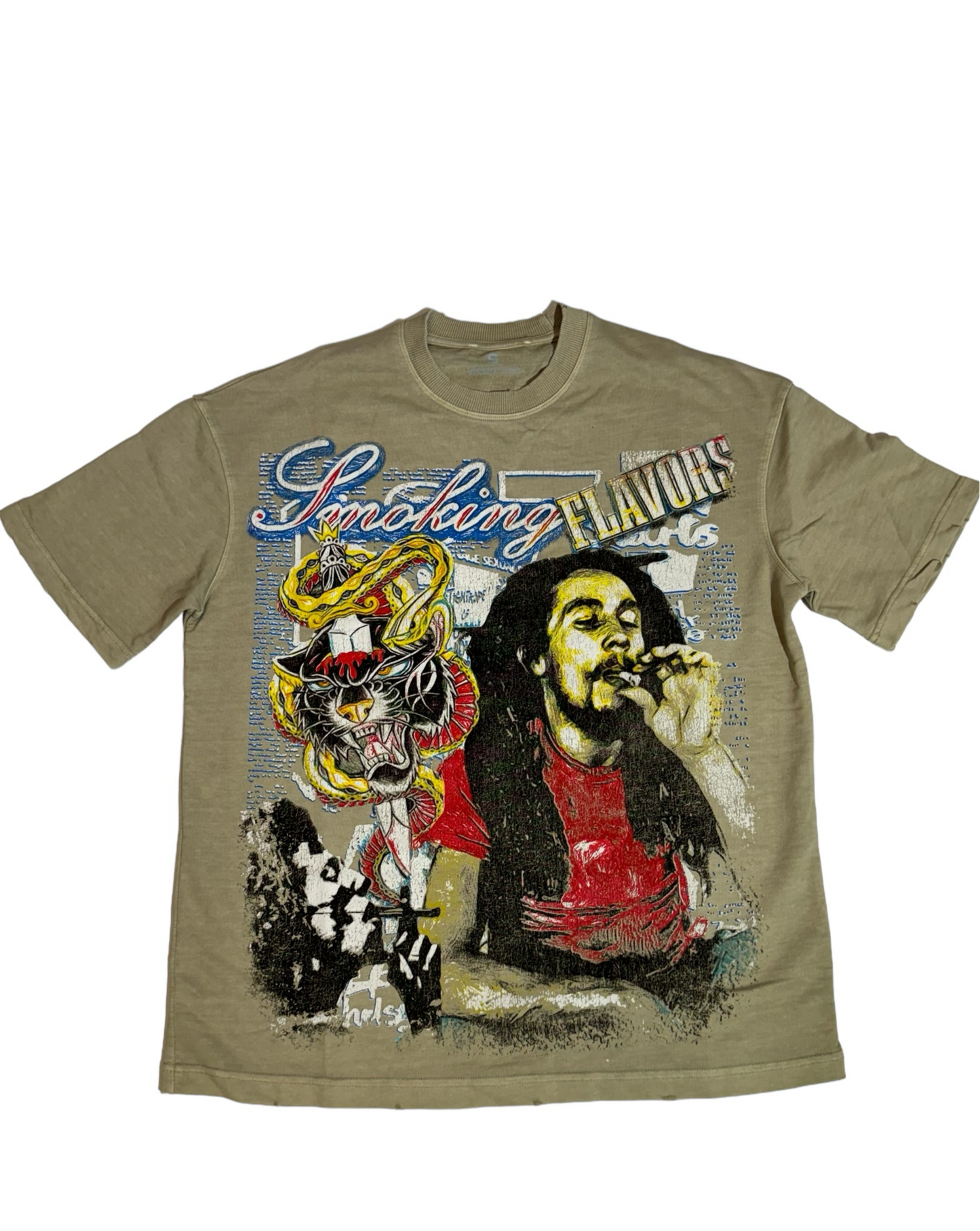 SMOKING FLAVORS CEMENT BOB MARLEY T-SHIRT