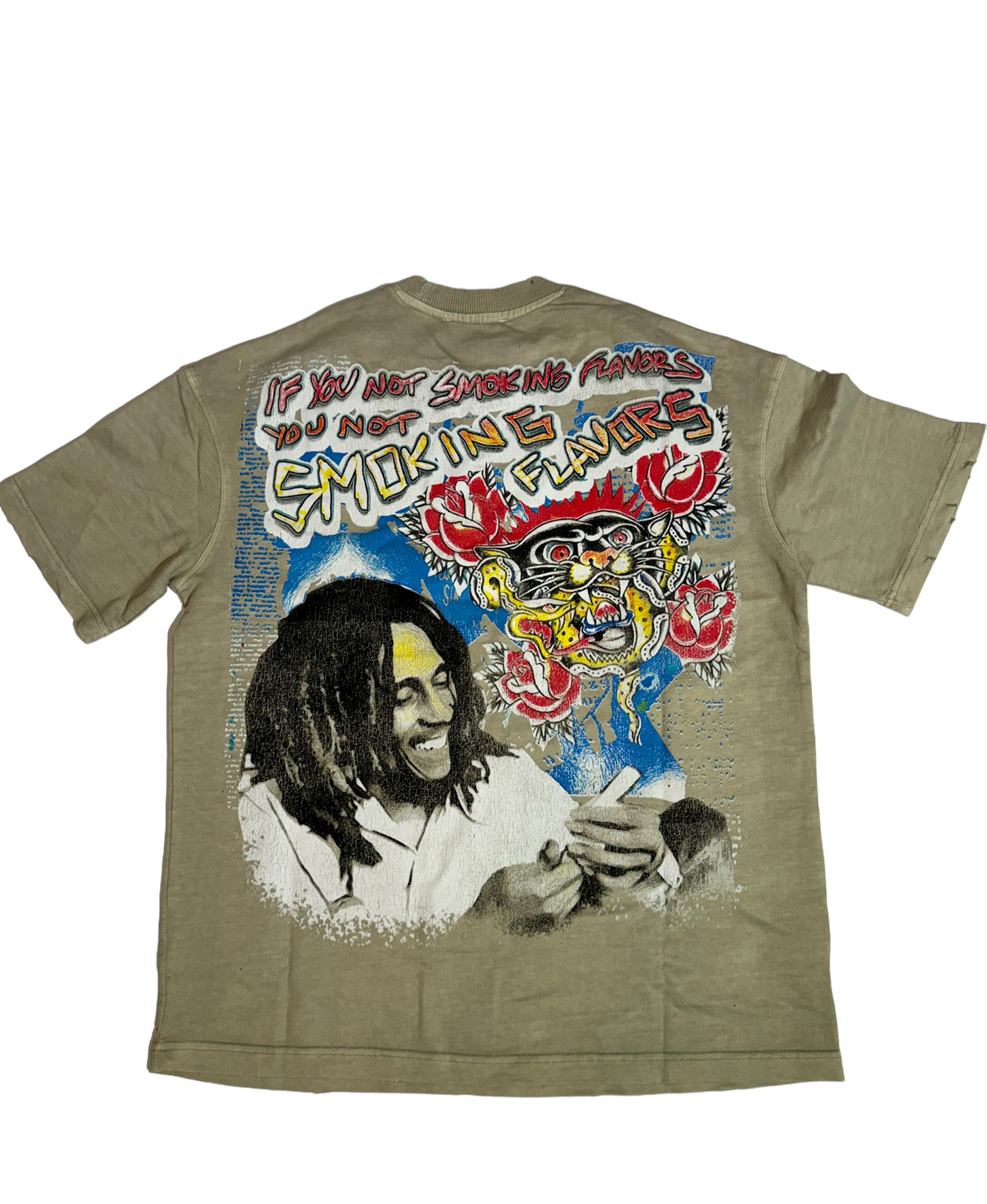 SMOKING FLAVORS CEMENT BOB MARLEY T-SHIRT