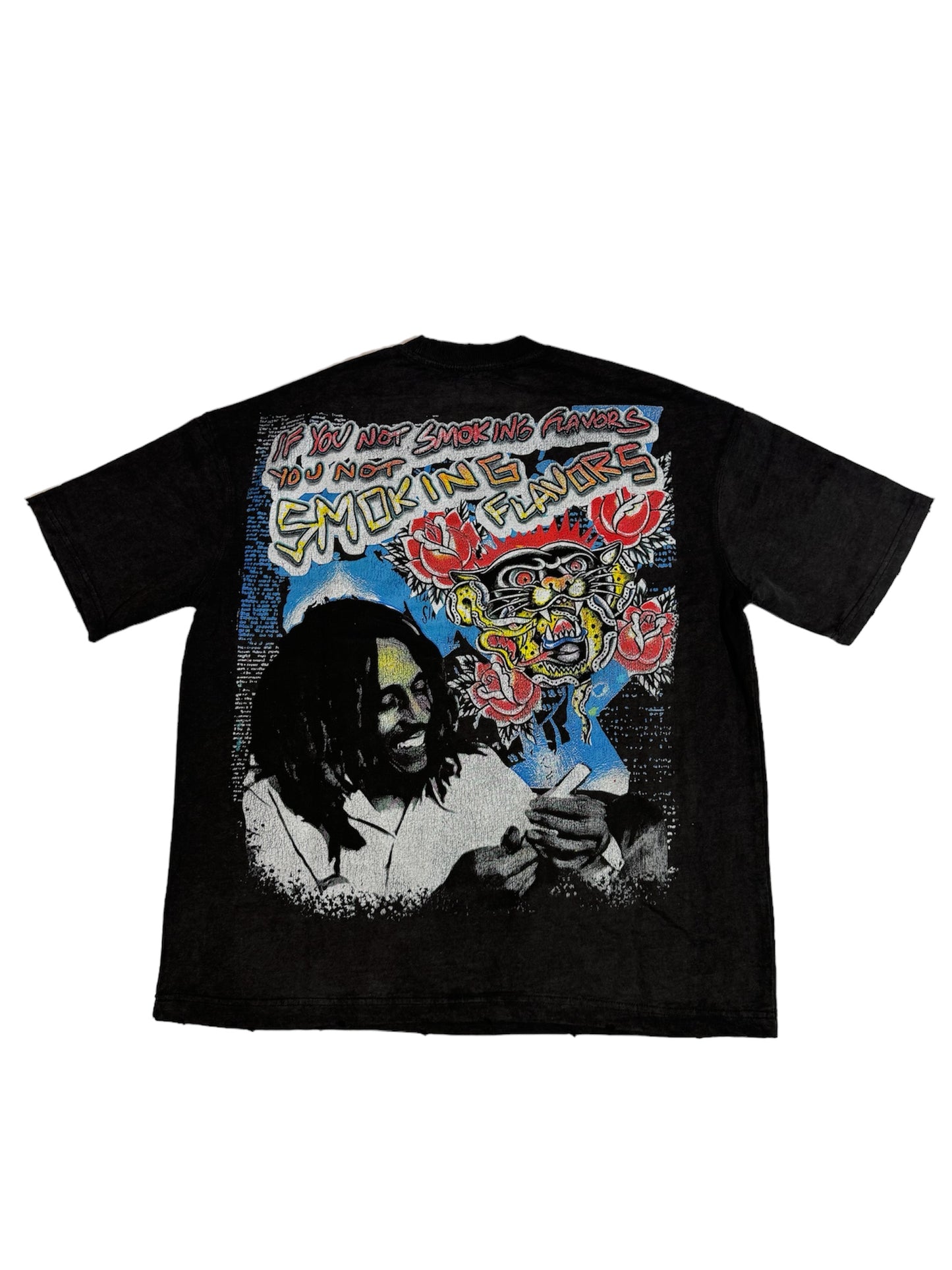 SMOKING FLAVORS BLACK BOB MARLEY T-SHIRT