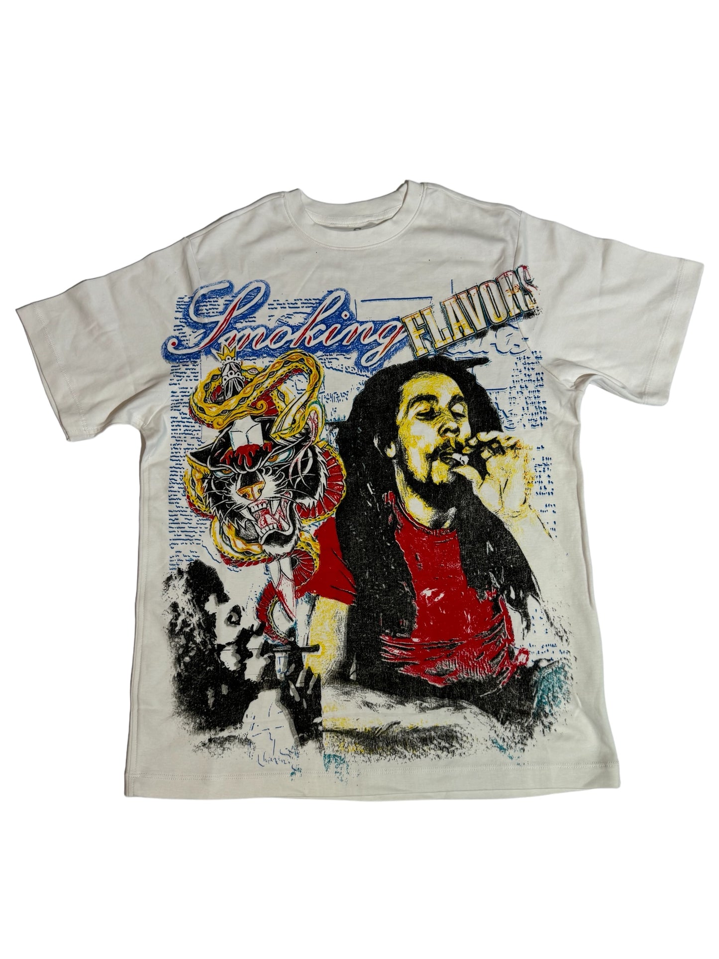 SMOKING FLAVORS WHITE BOB MARLEY T-SHIRT